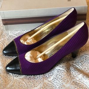 Bruno Magali purple, black, gold heel